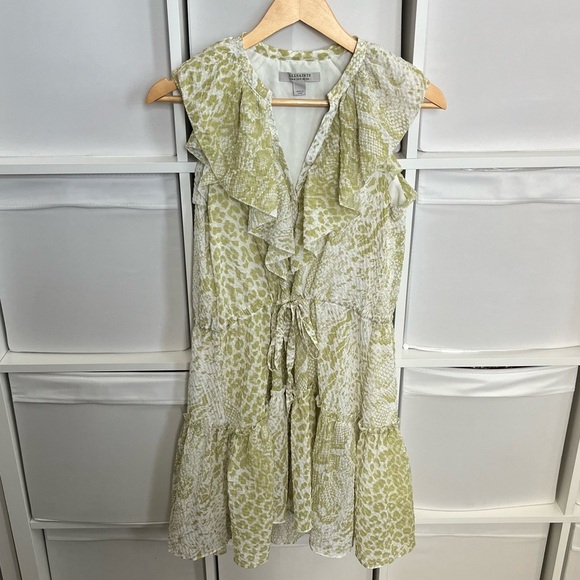 AllSaints Ali Noche Dress in Green Animal Printt - Picture 6 of 8